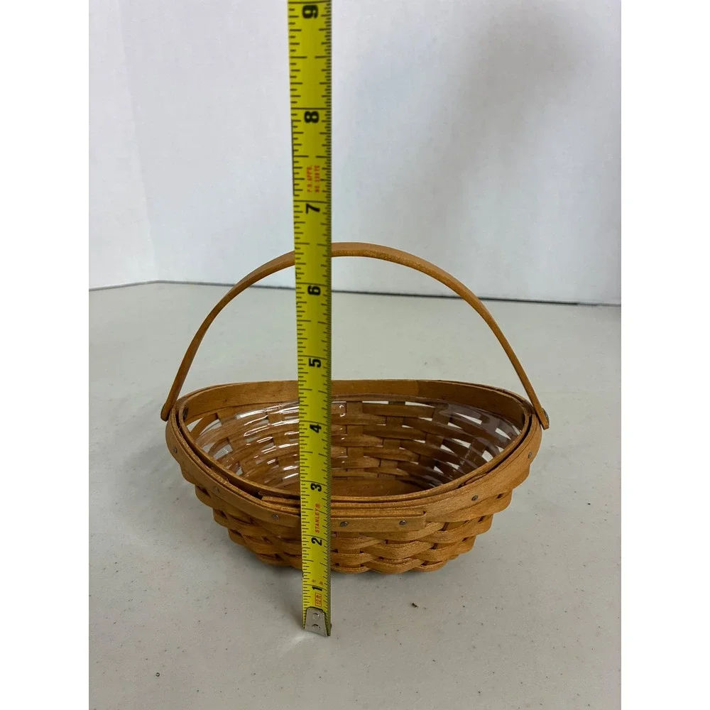 Longaberger 2006 Handmade Oval Basket with Plastic Liner‎ and Handle Brown